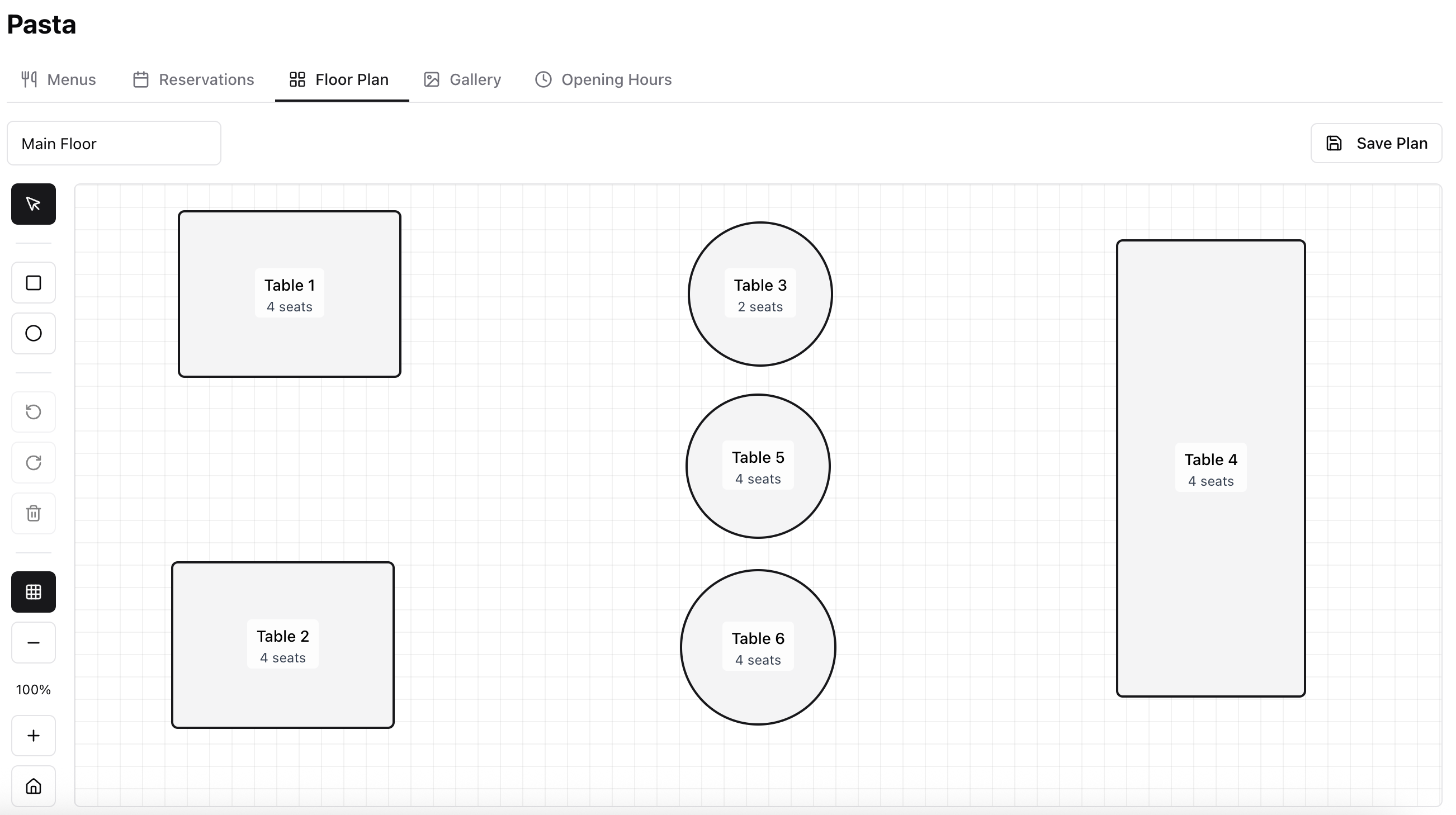 Interactive floor plan in dashboard