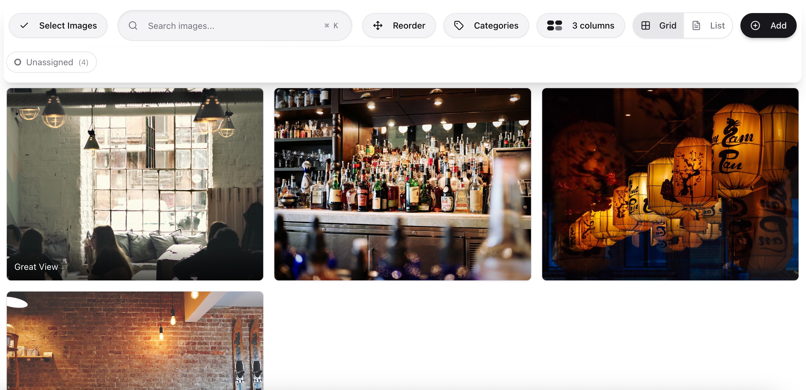 Galerieverwaltung im Dashboard